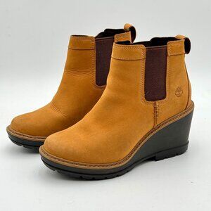 Timberland Kellis Chelsea Boot Wheat Nobuck Suede Leather Wedge Heel Booties 6.5